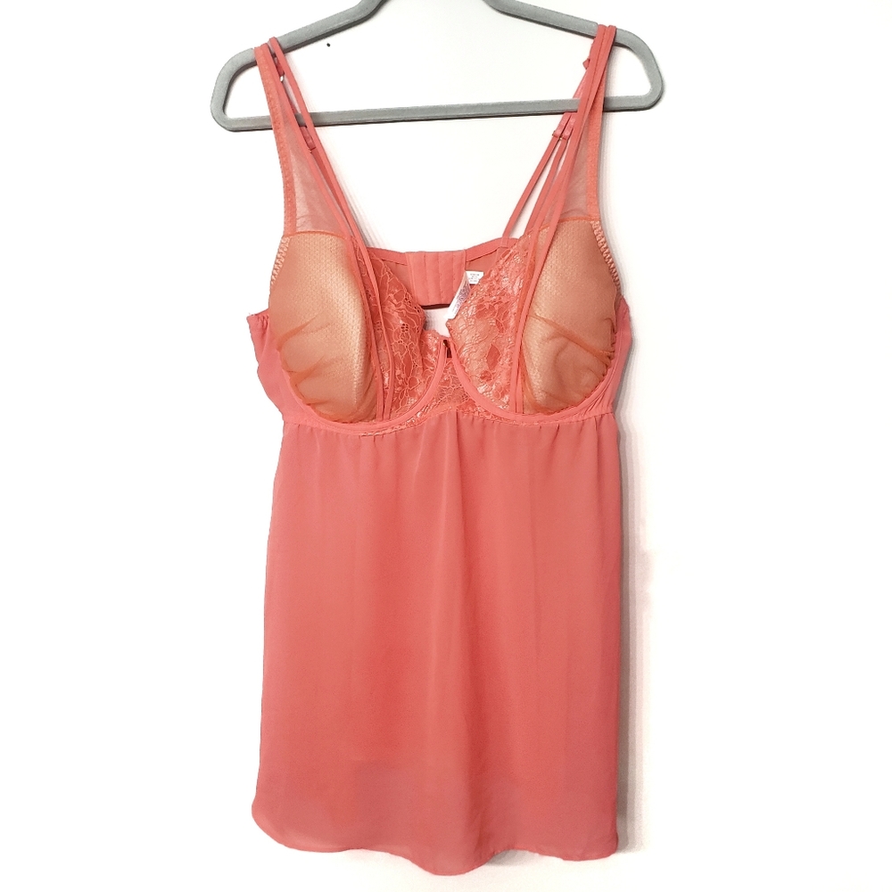 Cacique Peach Lace Strappy Teddy